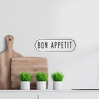 White Bon Appetit Metal Wall Plaque