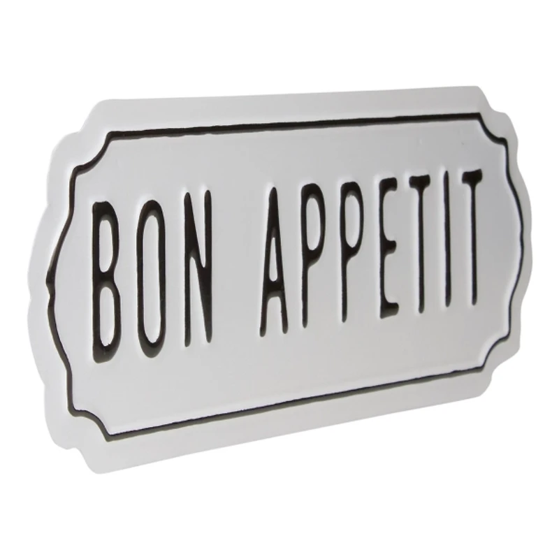 White Bon Appetit Metal Wall Plaque