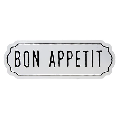 White Bon Appetit Metal Wall Plaque