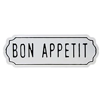 White Bon Appetit Metal Wall Plaque