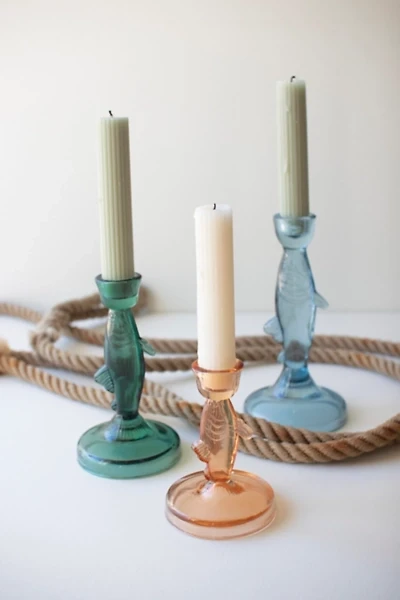Multicolor Fish Taper Candle Holders, Set of 3