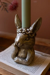 Gold Rabbit Taper Candle Holder