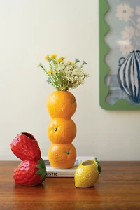 Orange, Strawberry, Lemon Shaped Vases, Set of 3