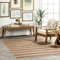Lavina Striped Easy Jute Machine Washable Area Rug
