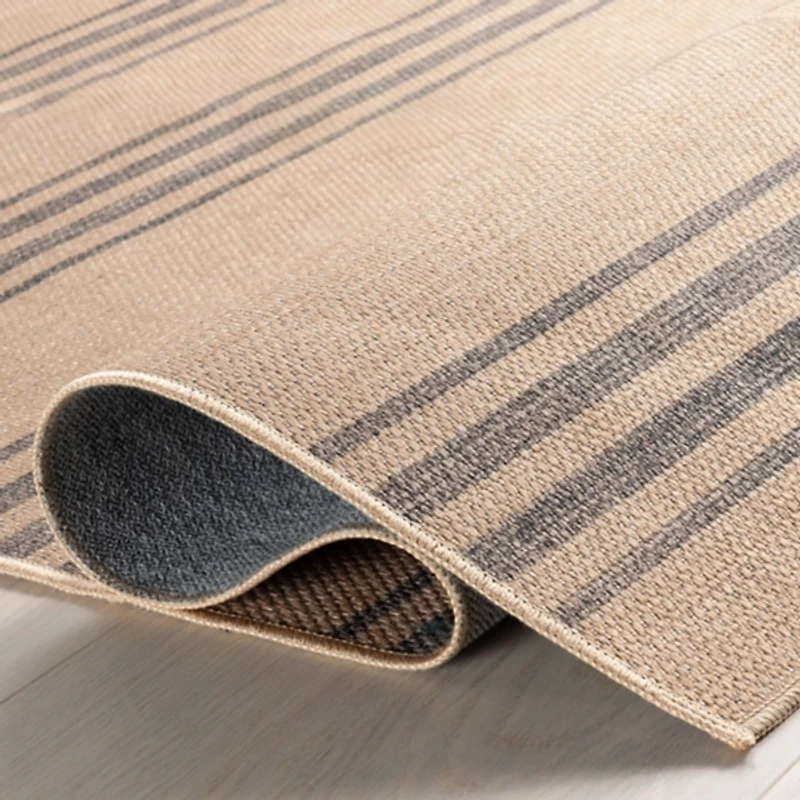 Lavina Striped Easy Jute Machine Washable Area Rug