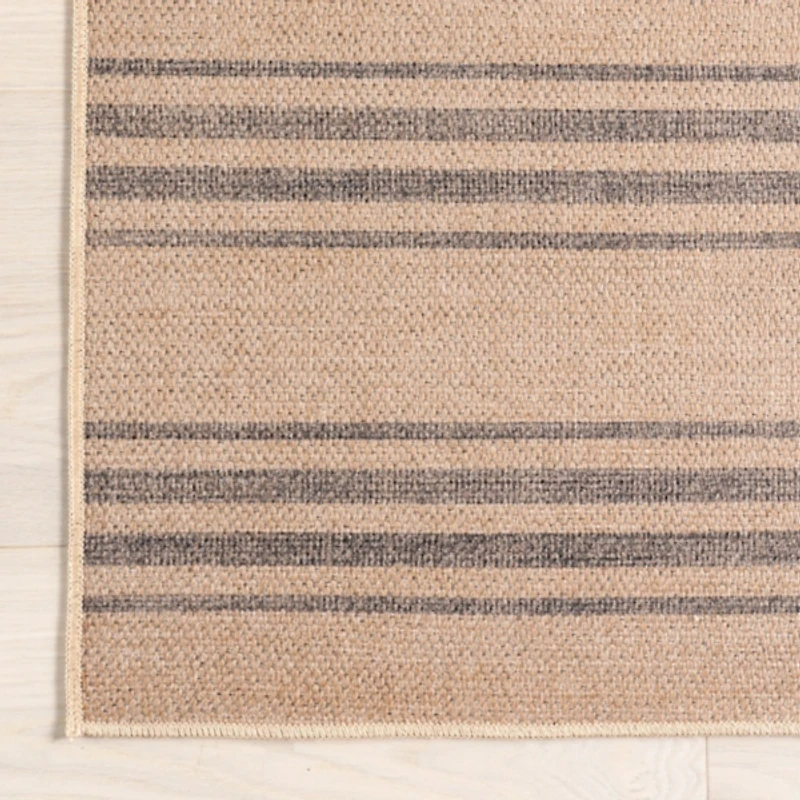 Lavina Striped Easy Jute Machine Washable Area Rug