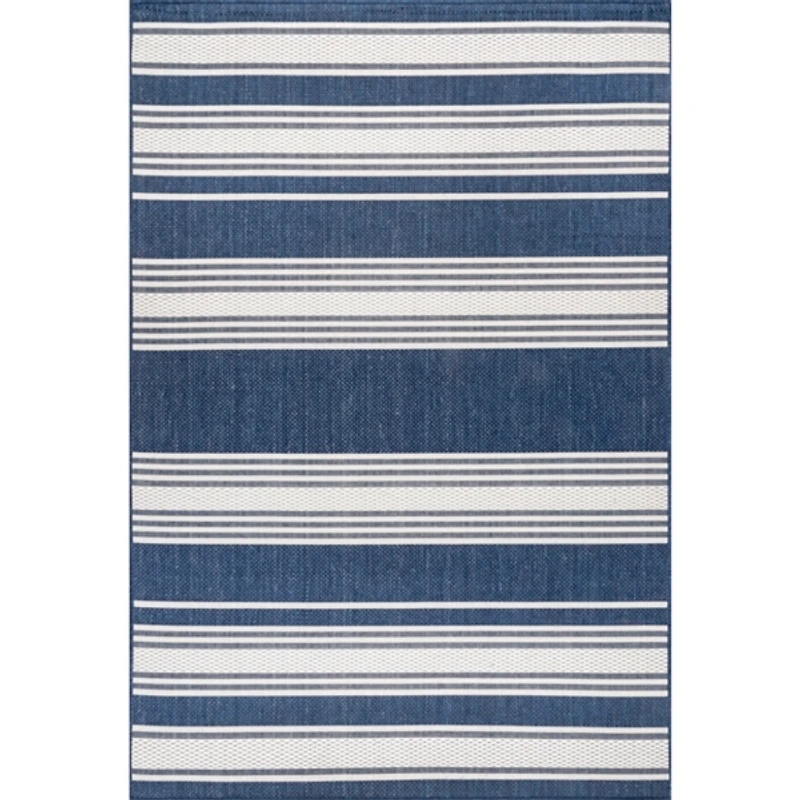 Navy Romy Striped Indoor/Outdoor Area Rug, 6x9