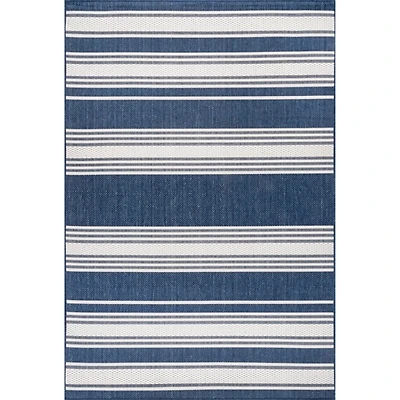 Navy Romy Striped Indoor/Outdoor Area Rug, 6x9