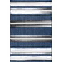 Navy Romy Striped Indoor/Outdoor Area Rug, 6x9