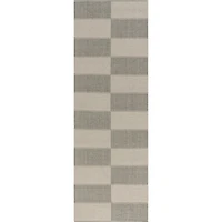 Gray Boxelder Checked Cotton Area Runner, 2x8