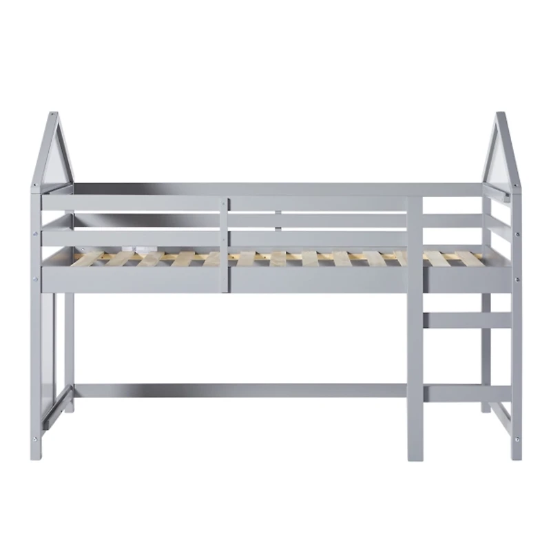 Gray Wood Skyler Low Profile Twin Loft Bed