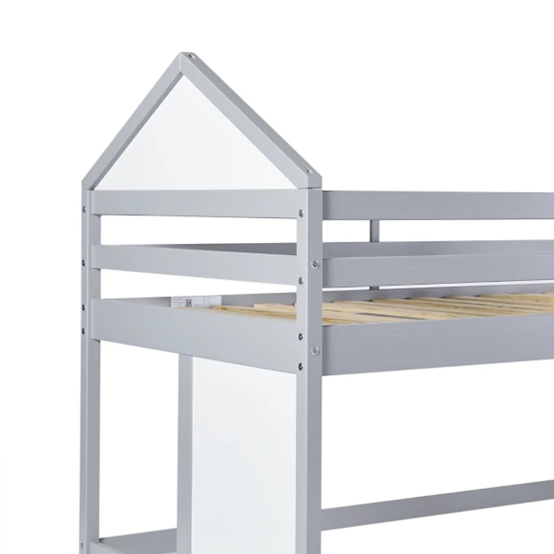 Gray Wood Skyler Low Profile Twin Loft Bed
