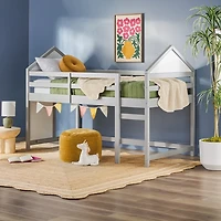 Gray Wood Skyler Low Profile Twin Loft Bed