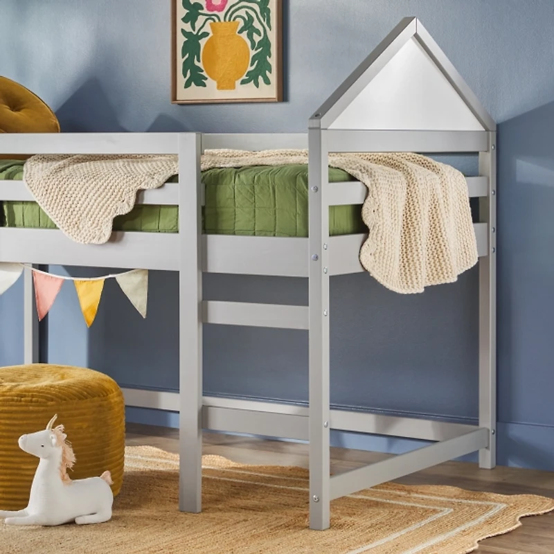 Gray Wood Skyler Low Profile Twin Loft Bed