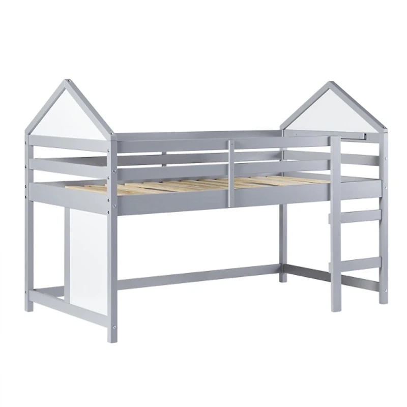 Gray Wood Skyler Low Profile Twin Loft Bed