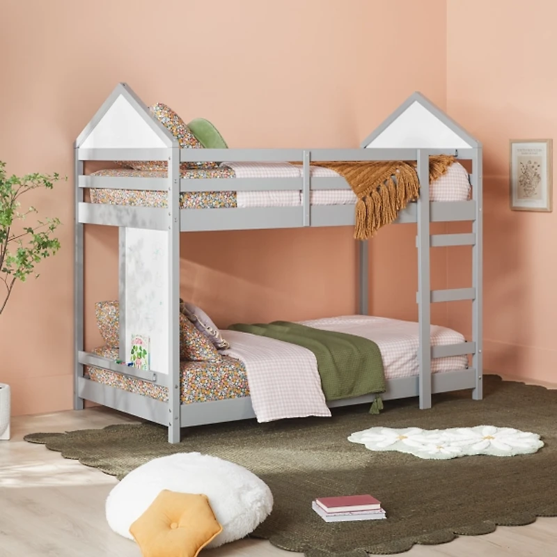 Gray Wood Skyler Twin Bunk Bed