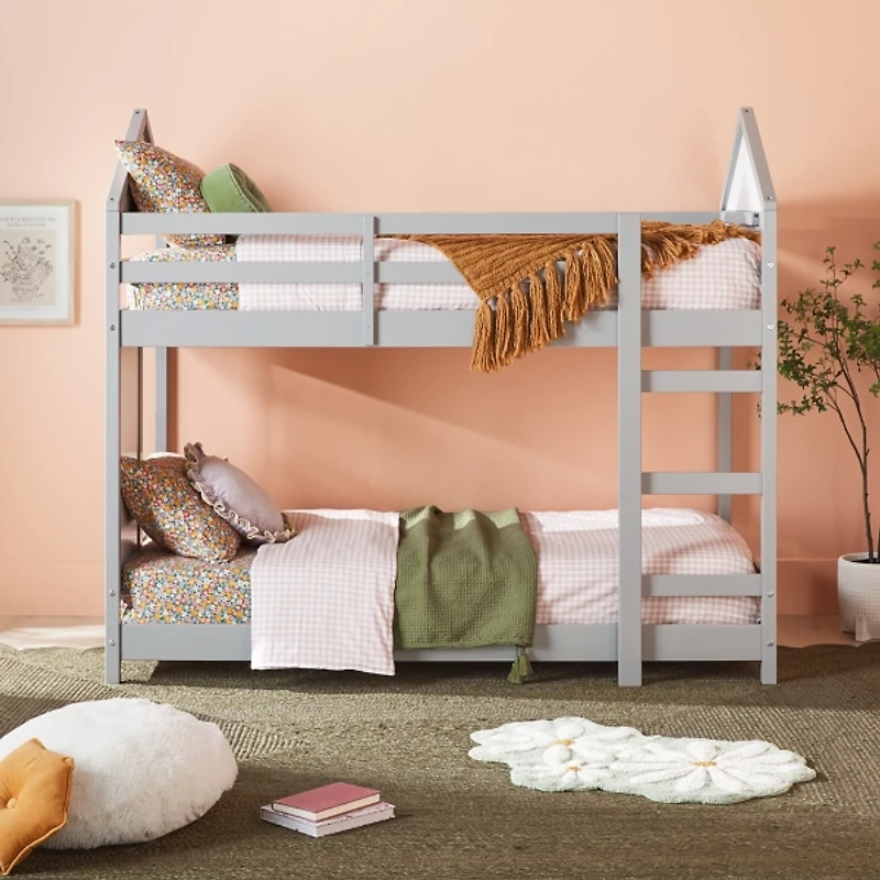 Gray Wood Skyler Twin Bunk Bed