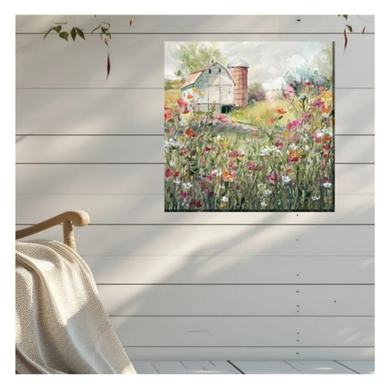 Floral Farmstead Outdoor Canvas Art Print