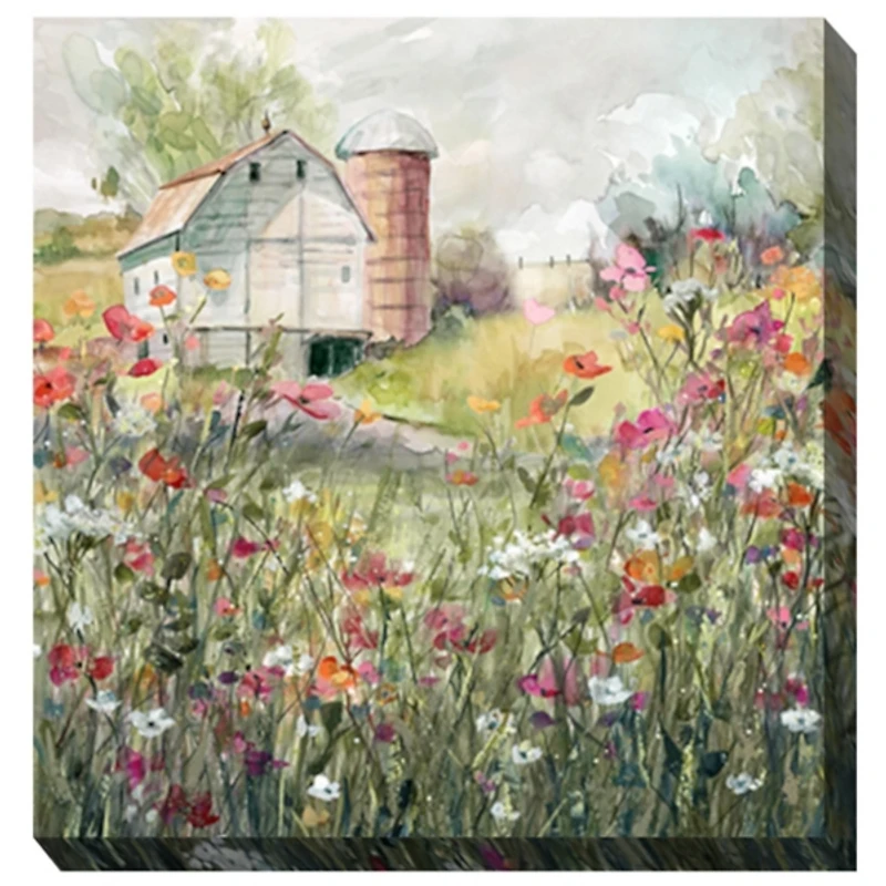 Floral Farmstead Outdoor Canvas Art Print