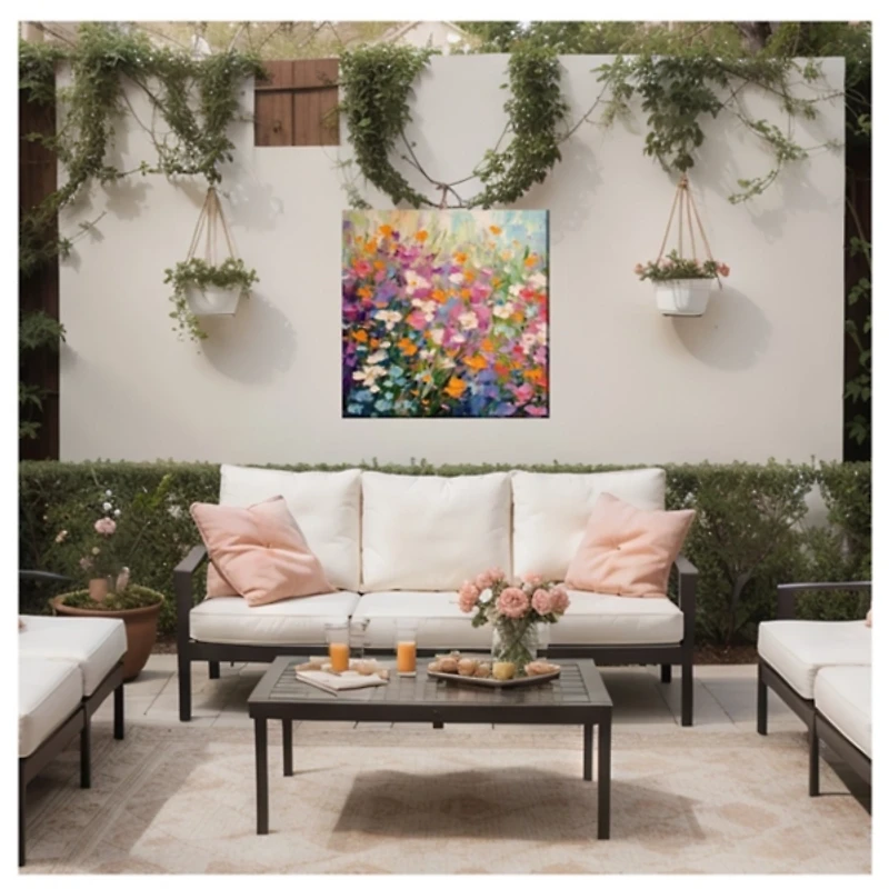 Floral Confetti Outdoor Canvas Art Print