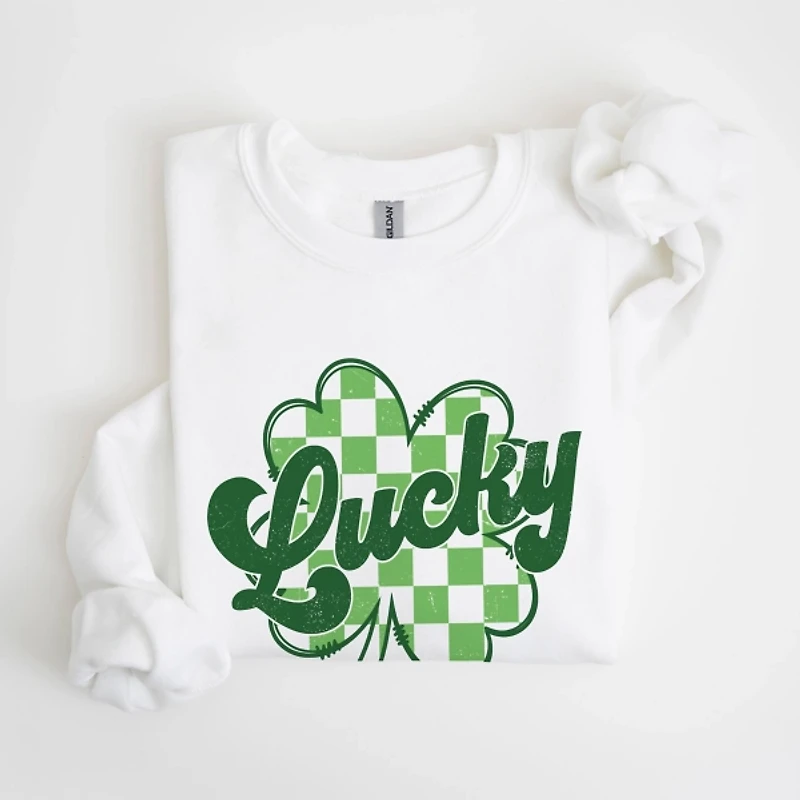 2XLarge Lucky Plaid Shamrock Sweatshirt
