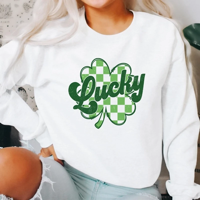 Large Lucky Plaid Shamrock Sweatshirt