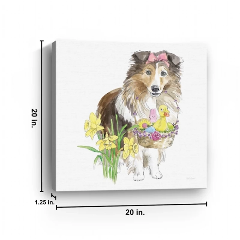 Collie Puppy Easter Canvas Art Print