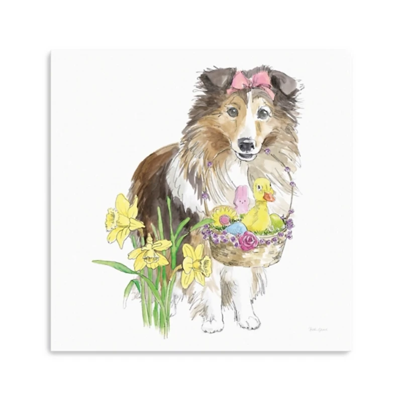 Collie Puppy Easter Canvas Art Print