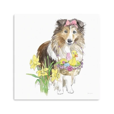 Collie Puppy Easter Canvas Art Print