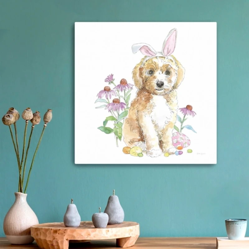 Doodle Puppy Easter Canvas Art Print