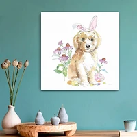 Doodle Puppy Easter Canvas Art Print