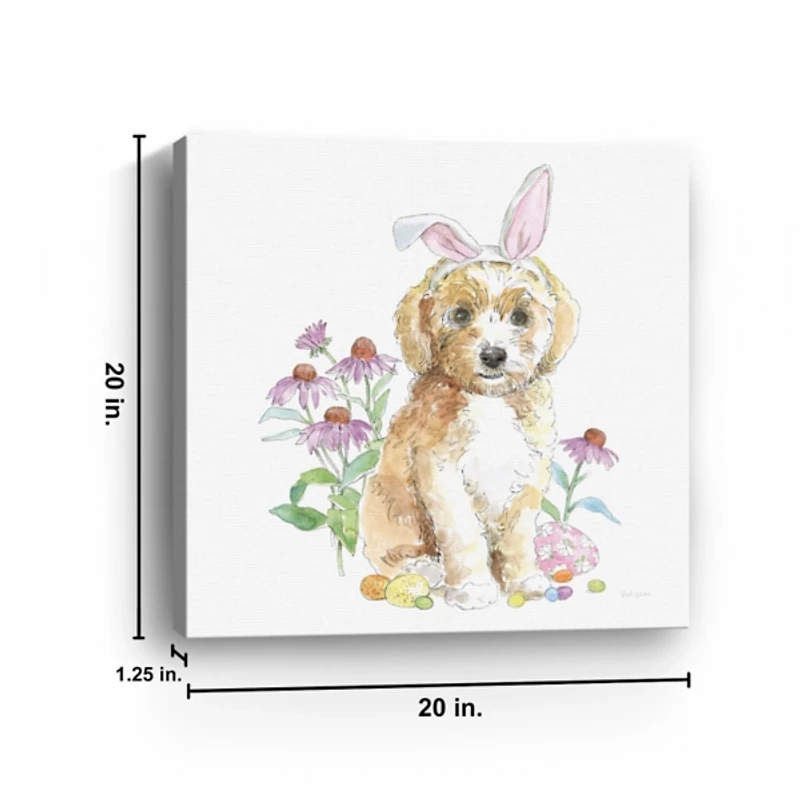 Doodle Puppy Easter Canvas Art Print