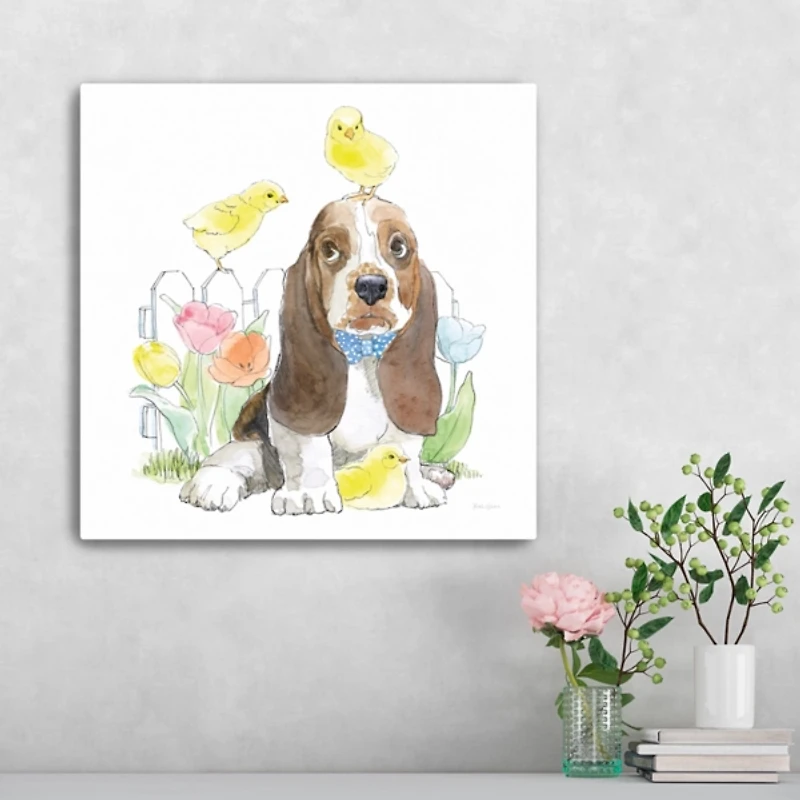 Basset Hound Puppy Easter Canvas Art Print