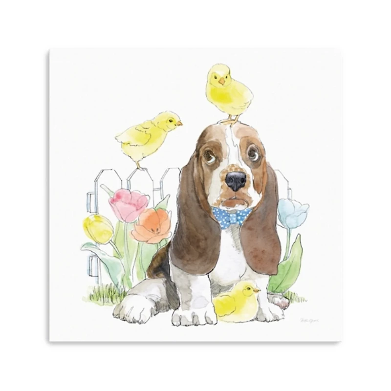 Basset Hound Puppy Easter Canvas Art Print