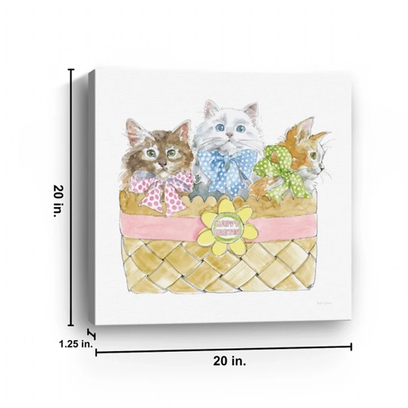 Kittens in Basket Easter Canvas Art Print