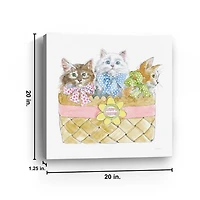 Kittens in Basket Easter Canvas Art Print