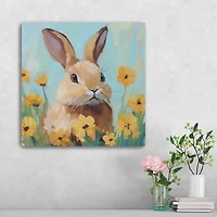 Bunny with Yellow Flowers Easter Canvas Art Print