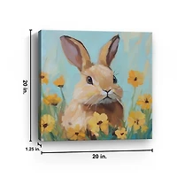 Bunny with Yellow Flowers Easter Canvas Art Print