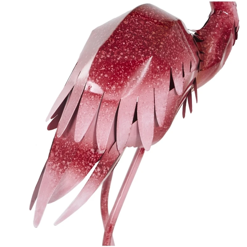Shiny Pink Iron Flamingo Statues, Set of 2