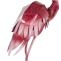 Shiny Pink Iron Flamingo Statues, Set of 2