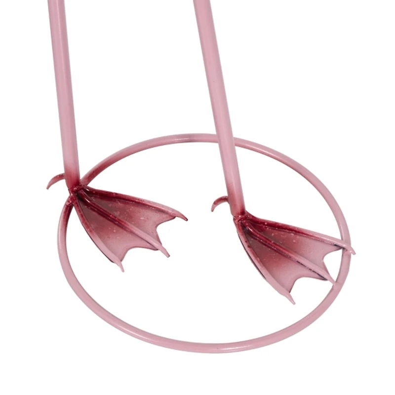 Shiny Pink Iron Flamingo Statues, Set of 2