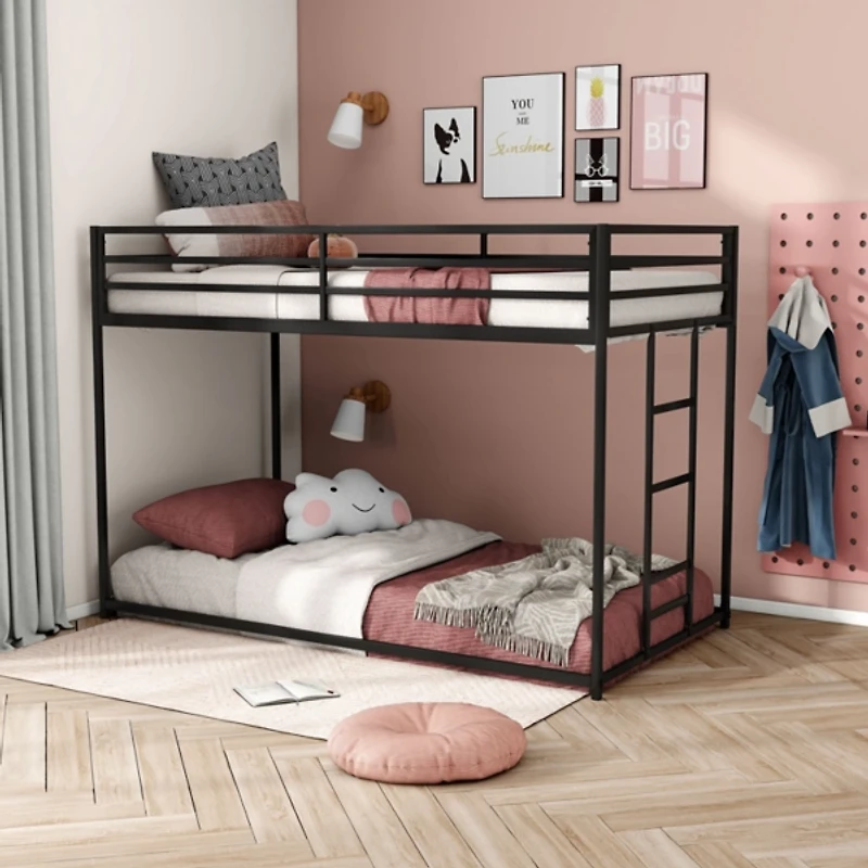 Metal Low Profile Harrow Twin Bunk Bed