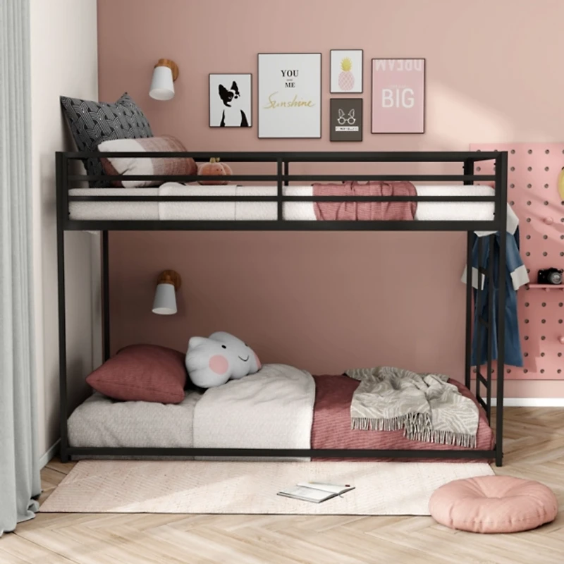 Metal Low Profile Harrow Twin Bunk Bed