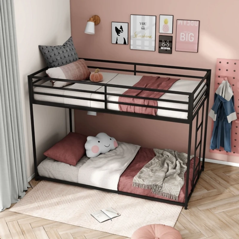 Metal Low Profile Harrow Twin Bunk Bed