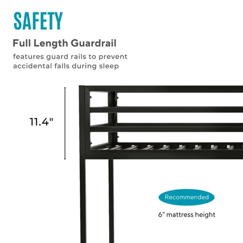 Metal Low Profile Harrow Twin Bunk Bed