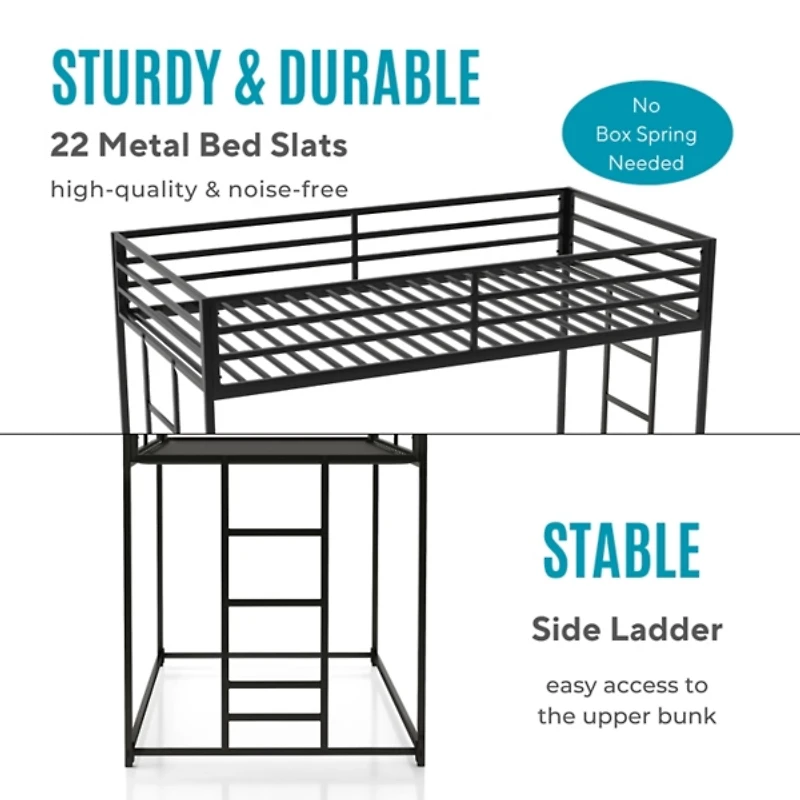 White Metal Low Profile Harrow Twin Bunk Bed