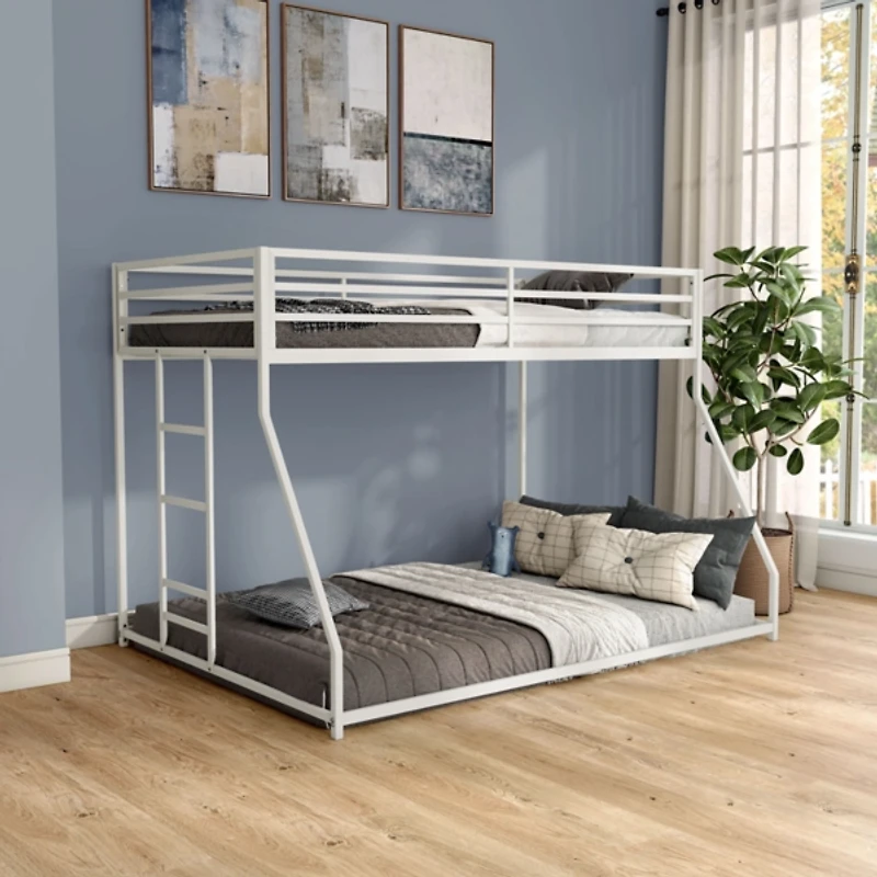 White Metal Porter Twin Over Full Bunk Bed