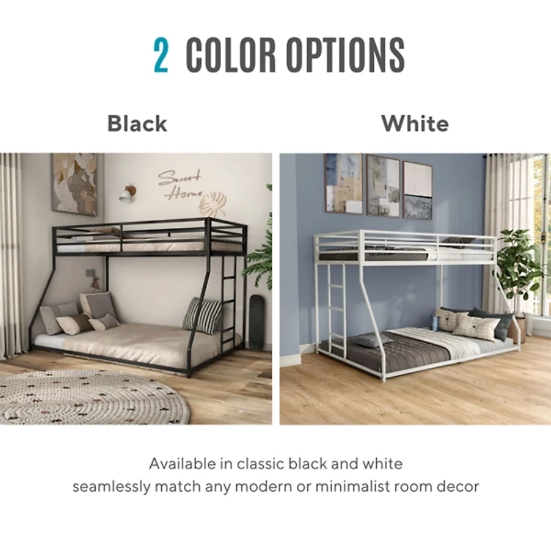 White Metal Porter Twin Over Full Bunk Bed