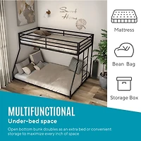 White Metal Porter Twin Over Full Bunk Bed