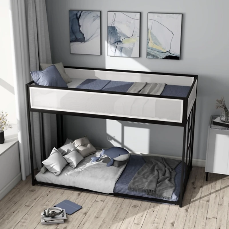 Black & White Mesh Nellie Twin Bunk Bed